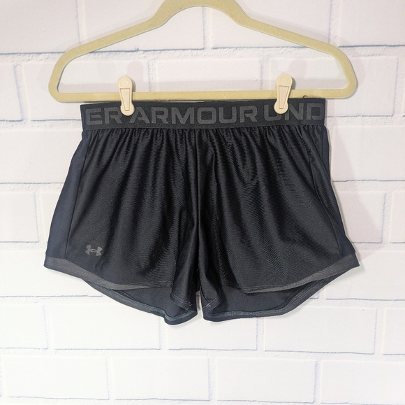 Under Armor Black Logo Waistband Running Shorts - Picture 1 of 4